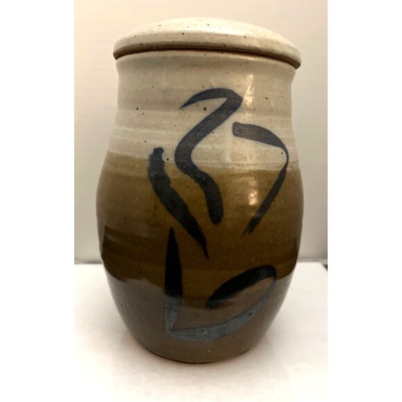 Bill Beisser Glazed Stoneware Pottery Jar With Lid, Signed, 81/4” - Picture 1 of 12
